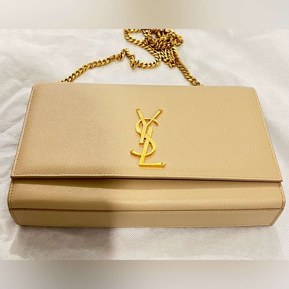 Yves Saint Laurent Beige Kate Bag with Gold Chain